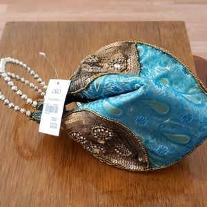NWT Cato paisley, sequined wristlet